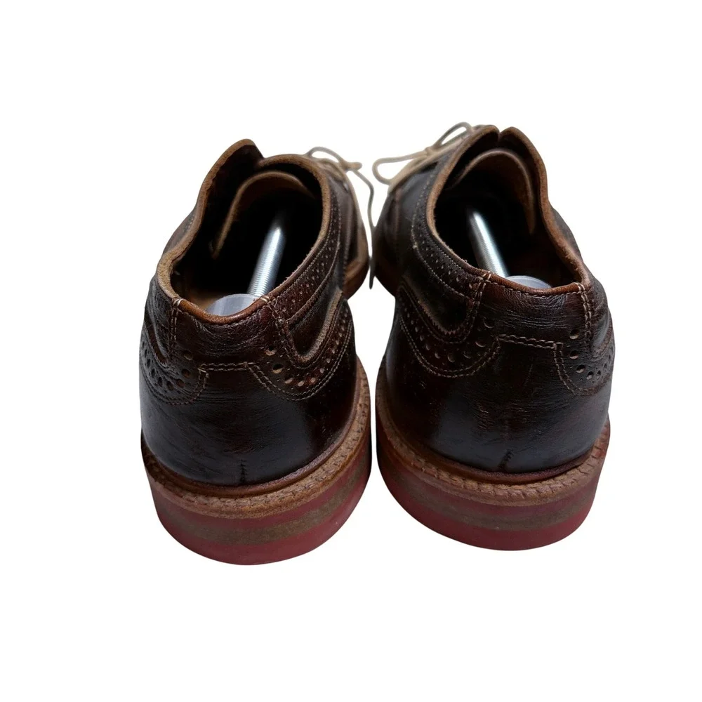 Allen Edmonds Strandmok Oxfords Mens 10 Brown Leather Brogue Red Dainite Sole